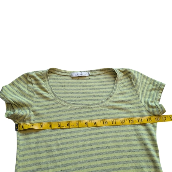 Cut Loose Tee Shirt Short Sleeves Cotton Yellow Grey Striped Top Women's size XS - Picture 10 of 11